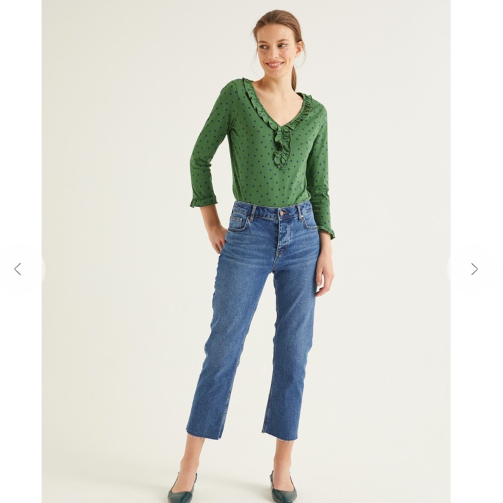 Boden Frederica Polka Dot Jersey Blouse Size 14